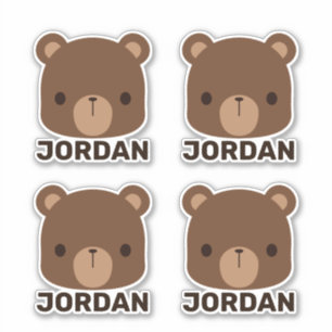 Adesivo Urso Marrom Pequeno e Fofo com Nome Personalizado
