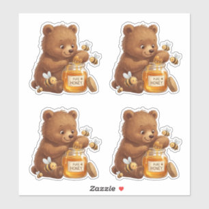 Adesivo Urso Mel e Abelhas Vinil Personalizado