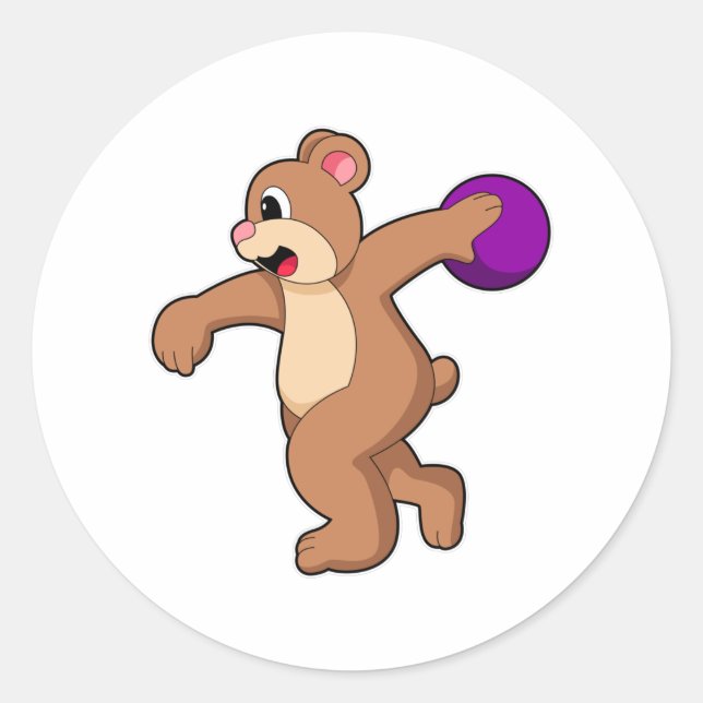 Adesivo Urso na Boliche com Bola de boliche (Frente)