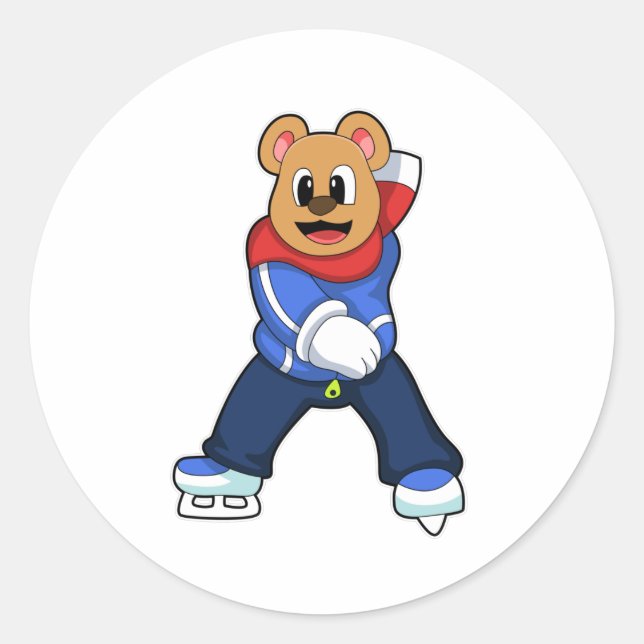 Adesivo Urso na patinação de gelo com skates de gelo (Frente)