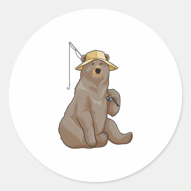 Adesivo Urso na pesca com vara de pesca (Frente)