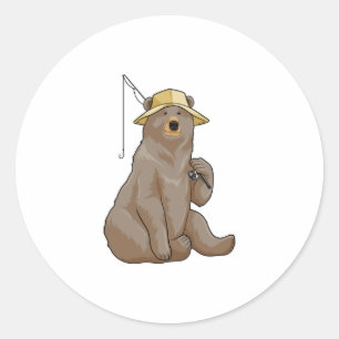 Adesivo Urso na pesca com vara de pesca