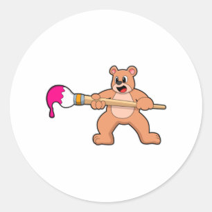 Adesivo Urso na Pintura com Pincel e Pintura