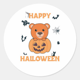 Adesivo Urso Na Pumpkin Doces Ursos Feliz Dia das Bruxas