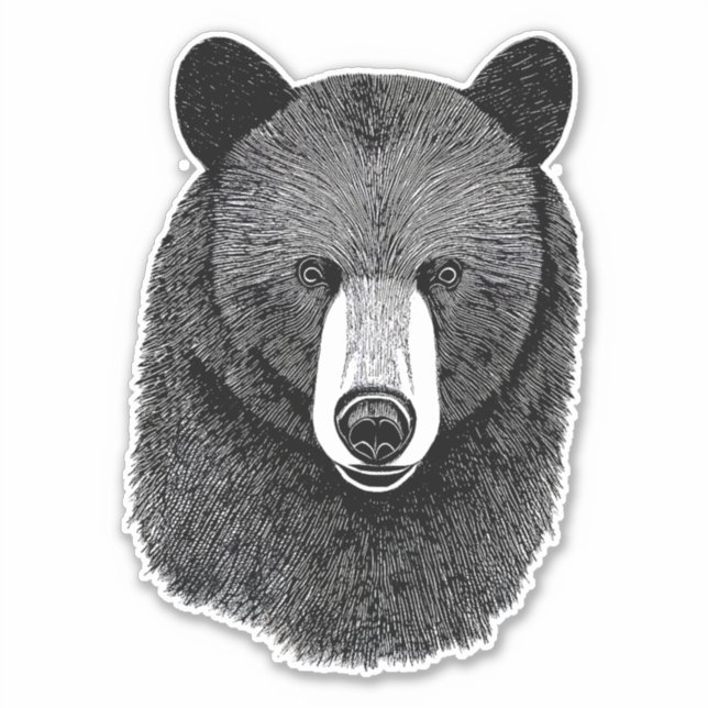 Adesivo Urso Negro Rosto Original Desenho de Arte Animal (Frente)