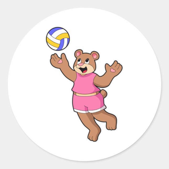 Adesivo Urso nos Esportes de Voleibol (Frente)