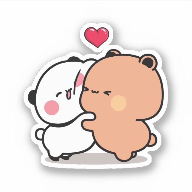 Adesivo Urso-panda, abraços-bubu e-dudu amam (Frente)