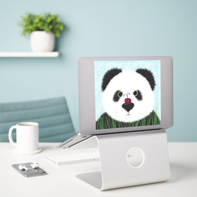 Adesivo Urso Panda Adorável (Laptop na mesa)