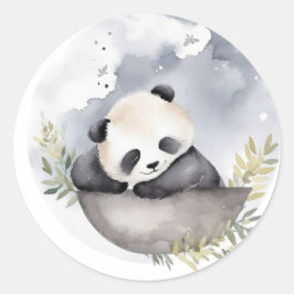 Adesivo Urso-Panda Bebê Com Aquarela Sonolenta