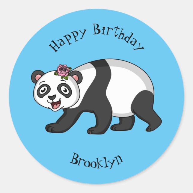 Adesivo Urso panda bonito e feliz com desenho animado (Frente)