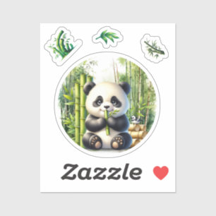 Adesivo Urso Panda Bonito na Floresta Bambu
