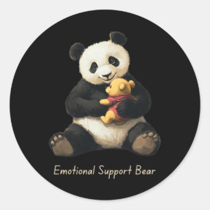 Adesivo Urso Panda de Apoio Emocional Segurando um Urso Fo