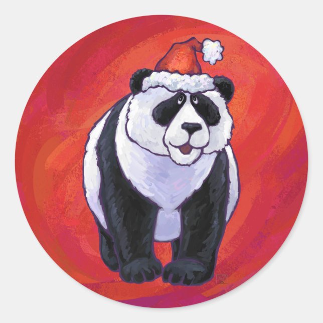 Adesivo Urso Panda em Santa Chapéu em Vermelho (Frente)