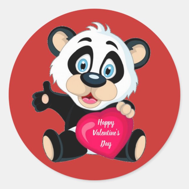 Adesivo Urso Panda feliz dia de os namorados (Frente)