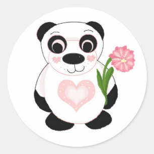 Adesivo Urso Panda Fofo com Flor