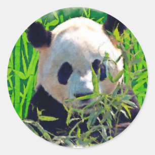 Adesivo Urso Panda Fofo com Folhas de Bambu Saborosas