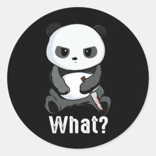 Adesivo Urso panda ruim com panda lutando com faca no nata