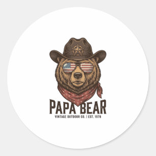 Adesivo Urso Papai Urso Cowboy Patriótico Vintage Vetor De