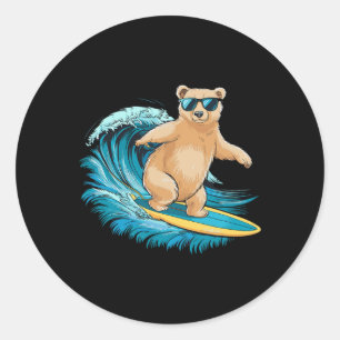 Adesivo Urso Pardo Surfista Praia Verão Prancha de Surfe S
