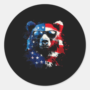 Adesivo Urso Patriótico Bandeira Americana Urso Pardo 4 De