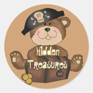 Adesivo Urso pirata com palitos de diversão do tesouro