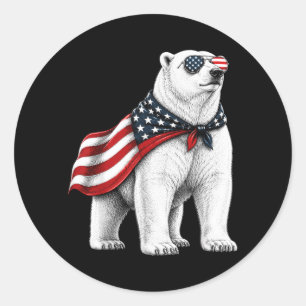 Adesivo Urso Polar 4 De Julho Bandeira Americana Patriótic
