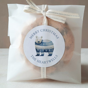 Adesivo Urso Polar Aquarela Azul Feliz Natal