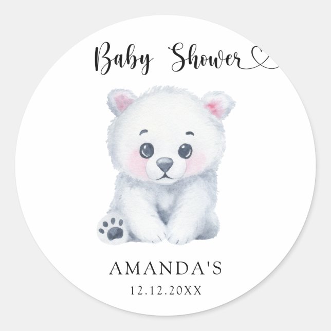 Adesivo Urso polar bebê - Churrasco de Bebê (Frente)