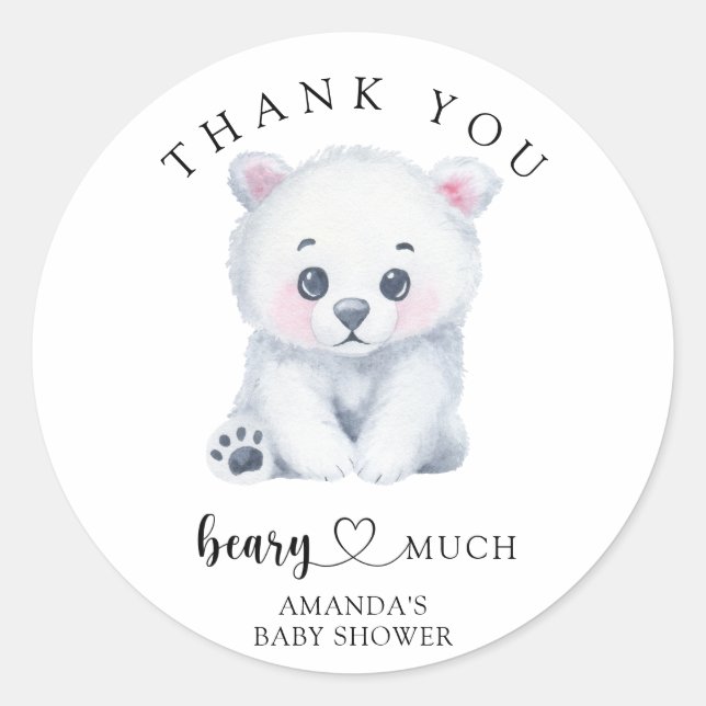 Adesivo Urso polar bebê - obrigado ursamente (Frente)