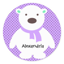Urso Polar Bonito em Lilac, Adicionar Nome