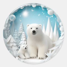 Adesivo Urso Polar com Oceano Ártico Cub White Winter