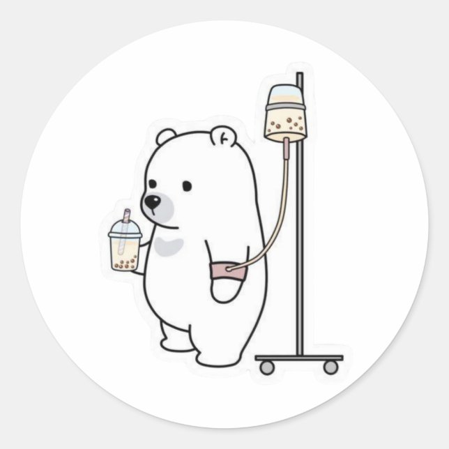 Adesivo Urso Polar de Bubble Tea IV (Frente)