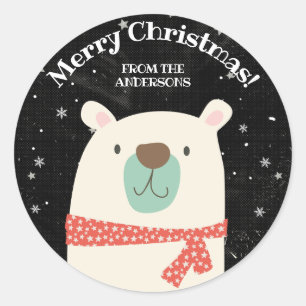 Adesivo Urso Polar de Natal Personalizado