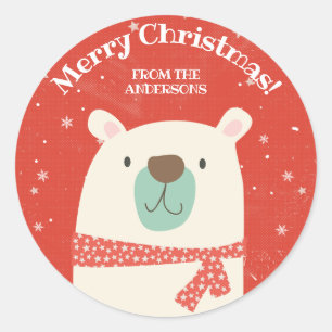 Adesivo Urso Polar de Natal Personalizado