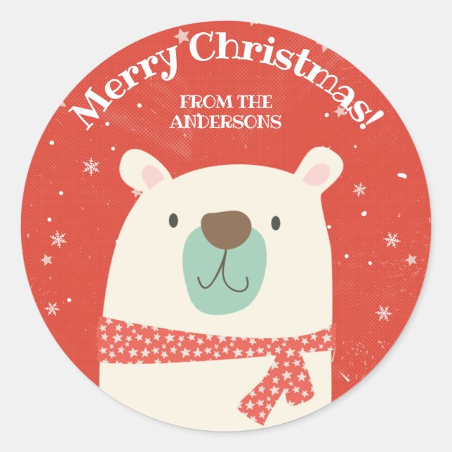 Adesivo Urso Polar de Natal Personalizado (Frente)