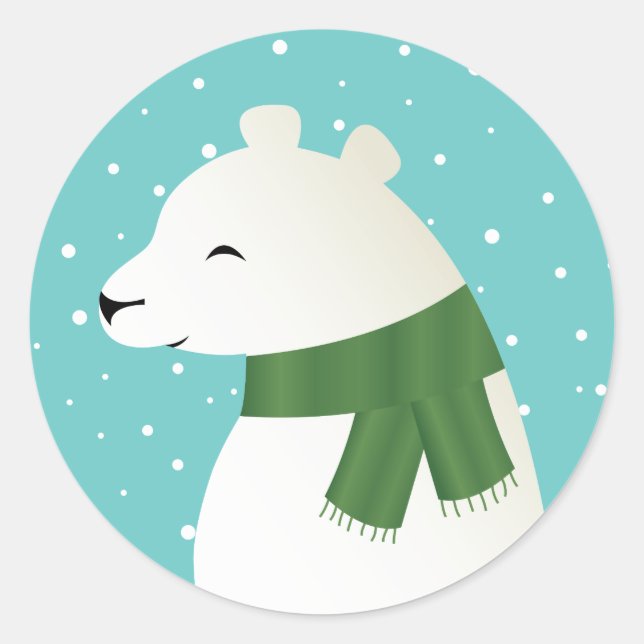 Adesivo Urso Polar do Inverno Sorridente (Frente)