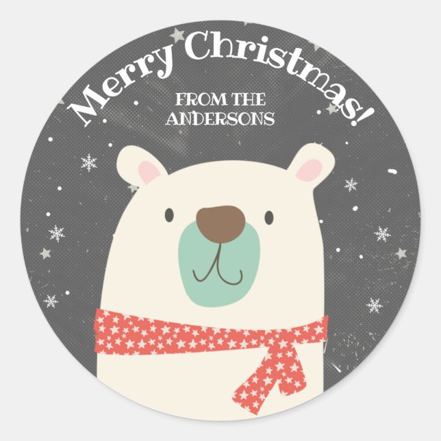 Adesivo Urso Polar Fofo Natal (Frente)