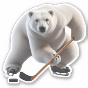 Adesivo Urso Polar jogando hóquei