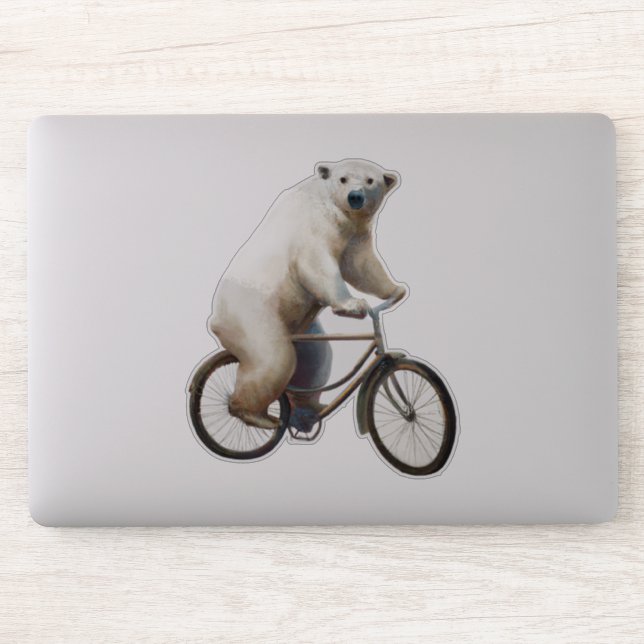 Adesivo Urso Polar Na Bicicleta (Computador)
