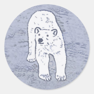 Adesivo Urso Polar na Pintura no Gelo - Arte Original da V