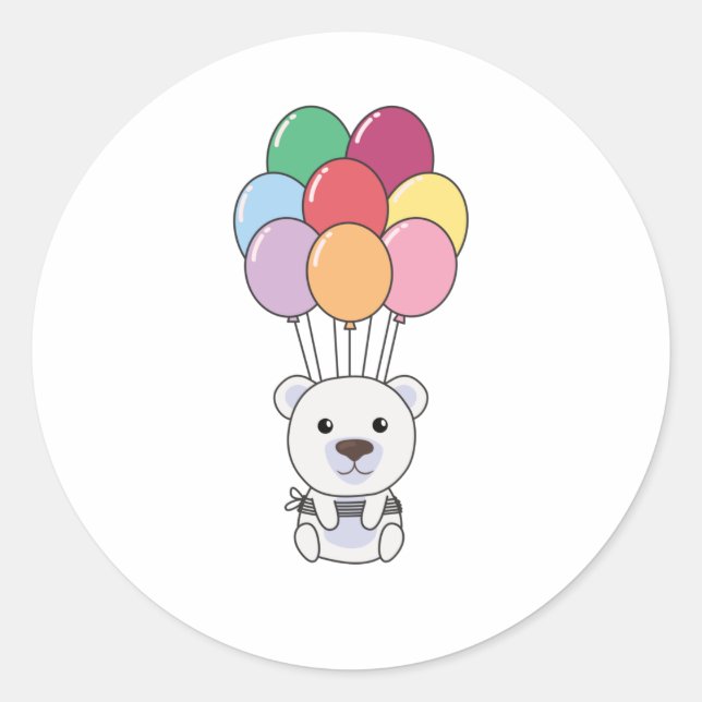 Adesivo Urso Polar Voa Com Balões Coloridos (Frente)