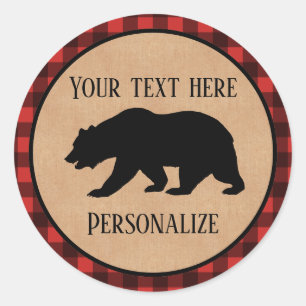 Adesivo Urso Preto Em Xadrez Vermelho E Preto Personalizad