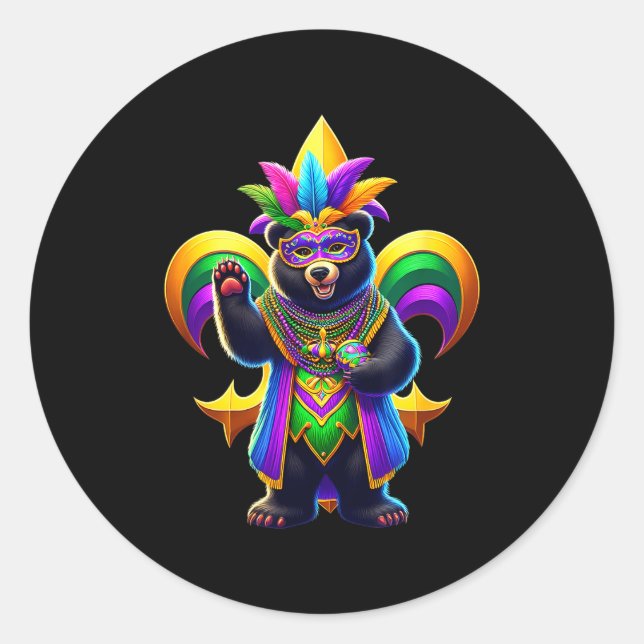 Adesivo Urso Preto Fofa Mardi Gras  (Frente)