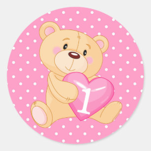 Adesivo Urso primeiro aniversario com Coração
