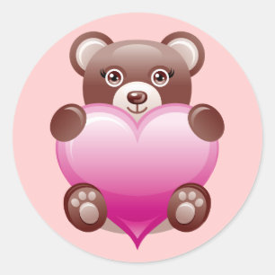 ADESIVO URSO QUE GUARDARA O CORAÇÃO COR-DE-ROSA