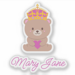 Adesivo Urso Real Rosa Rosa-Rosa Kawaii Personalizado