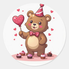 Adesivo Urso Romântico Que Oferece Pop Em Forma De Coração