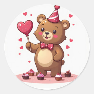 Adesivo Urso Romântico Que Oferece Pop Em Forma De Coração