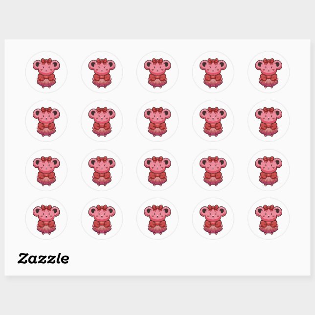 Adesivo urso rosa fofo (Folha)