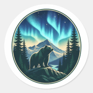 Adesivo Urso sob as Luzes do Norte – Deserto Montanhoso N
